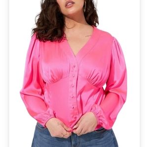 Torrid V-neck Satin Button Front Top